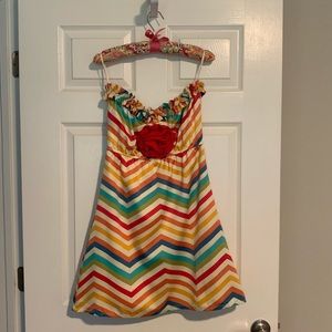 Judith March Chevron Multi-Color Strapless Dress